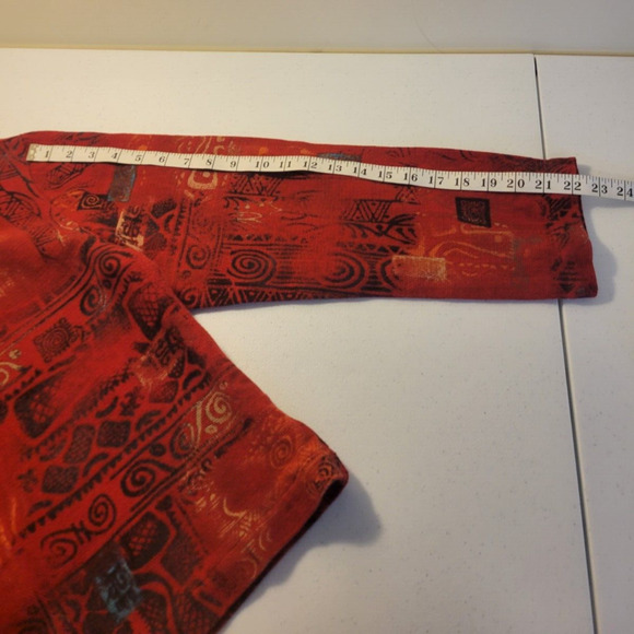 Chico's Red Southwestern Print Single-Button Career Blazer Jacket Sz 2 (12 - L) - Picture 5 of 10